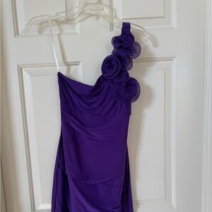 B. Smart Short purple dress. Stretch material. Size 7 but runs small.